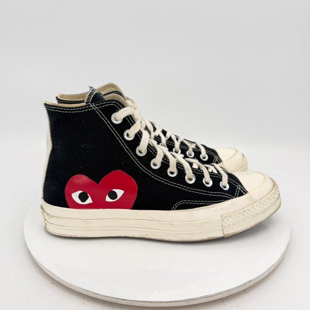 Converse Comme des Garçons Play x Chuck 70 Hi Women Size 9 black Red Shoes - Picture 4 of 11
